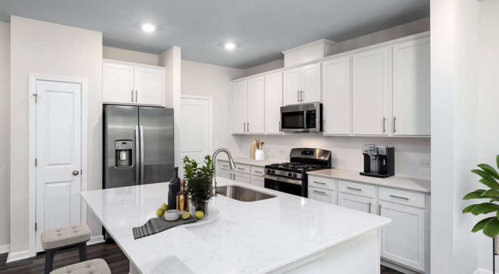highend kitchen with large kitchen island in the middle